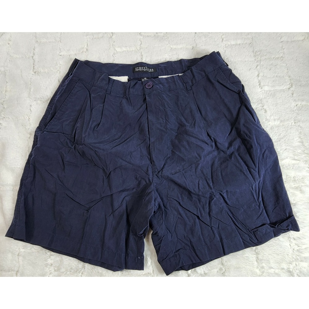 Structure Men's Shorts size 36" Navy Blue cotton/Nylon Shorts flat front walking